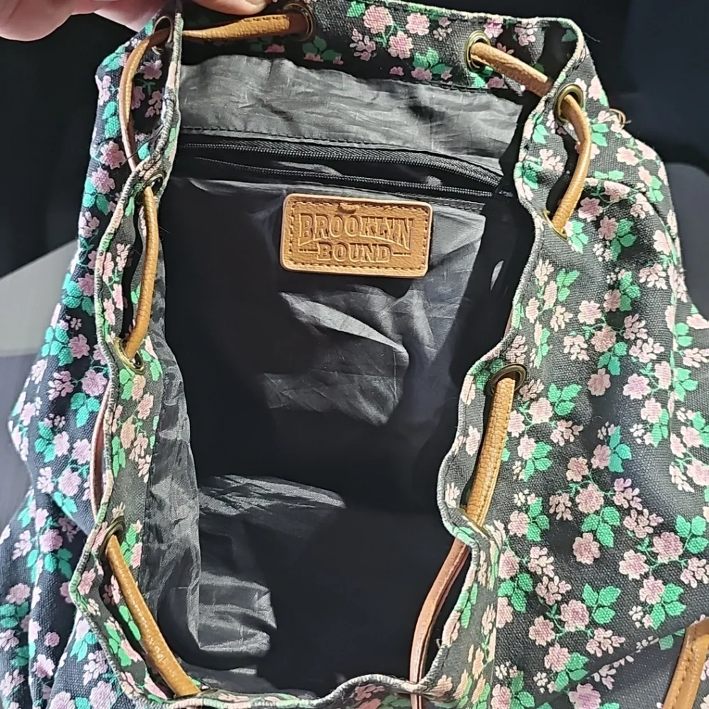Brooklyn Bound Purple Black‎ Brown Green Mini Floral Backpack 2015 Edition EUC
